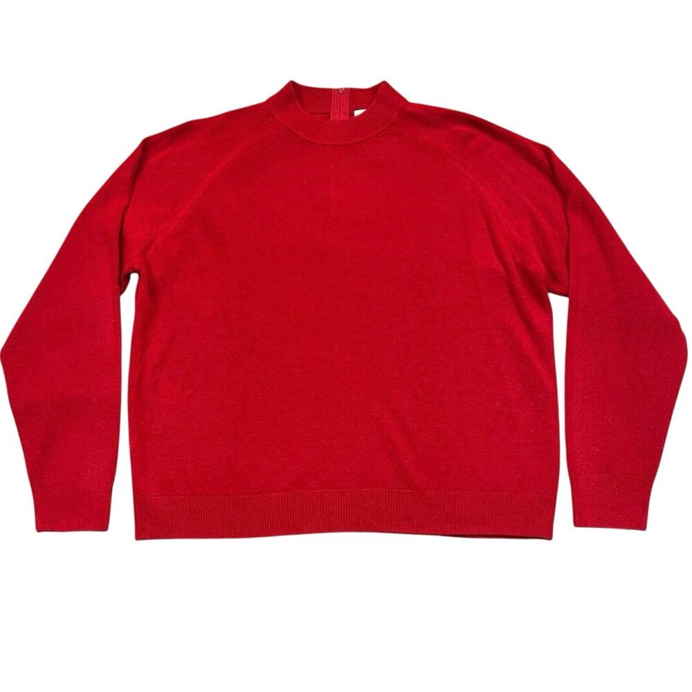 Vintage 90s Designers Originals Sweater Red Orlon Acrylic Crewneck Raglan - XL